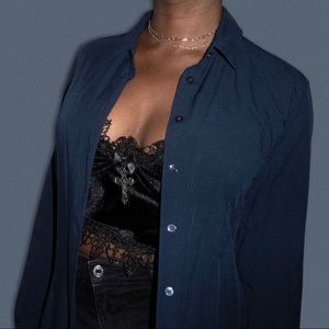 Uniqlo Navy Button Down Shirt